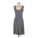 Calvin Klein Casual Dress - A-Line Scoop Neck Sleeveless: Gray Chevron/Herringbone Dresses - Women's Size 10