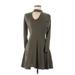 Hollister Casual Dress - A-Line Mock Long sleeves: Gray Print Dresses - Women's Size Medium