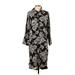 Zara Basic Casual Dress - Shirtdress Collared 3/4 sleeves: Black Floral Dresses - Women's Size X-Small