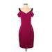 Slate & Willow Cocktail Dress - Sheath: Burgundy Solid Dresses - Women's Size 4