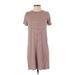 American Eagle Outfitters Casual Dress - Shift High Neck Short sleeves: Brown Stripes Dresses - Women's Size X-Small