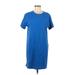 Old Navy Casual Dress - Shift Crew Neck Short sleeves: Blue Print Dresses - Women's Size Medium