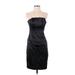 White House Black Market Cocktail Dress - Sheath Strapless Sleeveless: Black Print Dresses - Women's Size 00