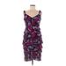 London Times Casual Dress - Mini V-Neck Sleeveless: Purple Dresses - Women's Size 8