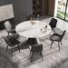 Corrigan Studio® 6 Seat Dining Table Set w/ Faux Leather Dining Chairs, 7-Piece Dining Set Metal in White | 29.5 H x 53 W x 53 D in | Wayfair
