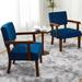 Armchair - Mercer41 Soave 32.6" Tall Velvet Accent Chairs Sets for Living Room, Accent Armchair w/ End Table Wood/Velvet in Blue/Navy | Wayfair