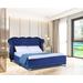 House of Hampton® Jaritza Wingback Bed Wood & /Upholstered/Cotton in Blue | 45 H x 83 W x 78.5 D in | Wayfair 026275F11AA840CAADC233732779AE67