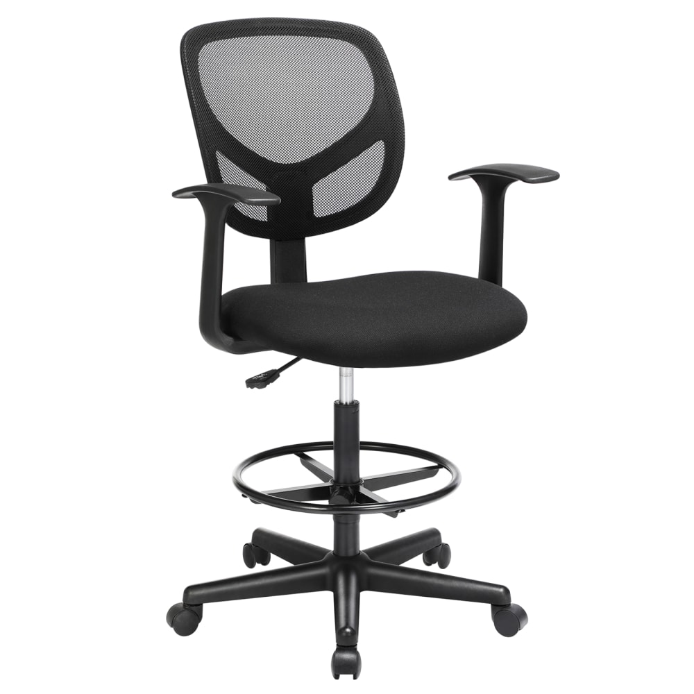 Fauteuil de bureau pivotant à 360° tissu polyester noir