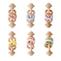1Pc Baby Wooden Rattle Teether Toys Beech Wooden Ring Star Hand Music Rattle Teething Baby Toys