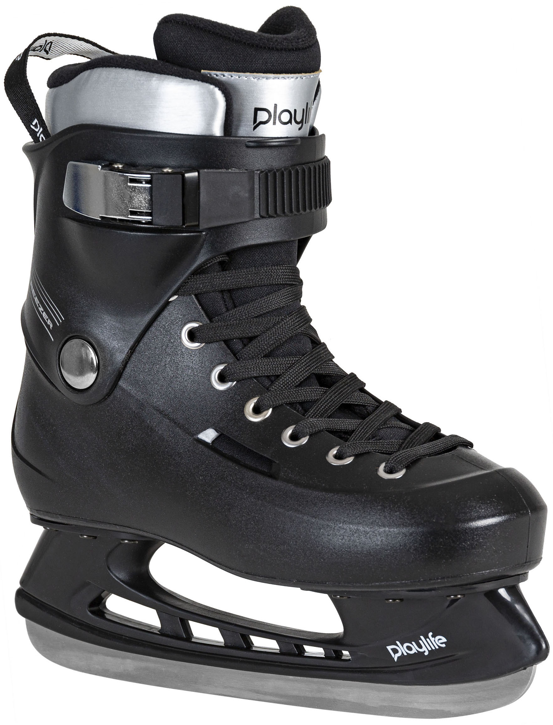 Schlittschuhe PLAYLIFE "Freezer Black" Gr. 45, silber (schwarz, silber), Inlineskates_Rollschuhe, 45/47 (bis 100 kg)