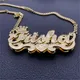 Custom Name Necklace Double Crown Heart Personalized Gold Plated Name Necklace Pendant Mother's Day