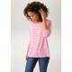 Langarmshirt ANISTON CASUAL Gr. 46, pink (pink, weiß) Damen Shirts Jersey