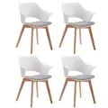 4Pcs Modern Dining Chair Luxury Chairs Inspired Solid Wood Padded Seat with Cushion Retro Style