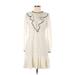 ML Monique Lhuillier Casual Dress - A-Line Crew Neck Long sleeves: Ivory Print Dresses - Women's Size 6