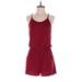 Romper Scoop Neck Sleeveless: Burgundy Print Rompers - Women's Size Medium