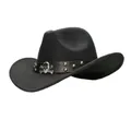 Vintage Retro Women Men Wool Wide Brim Cowboy Western Cowgirl Bowler Hat Fedora Cap Skull Leather