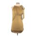 Arden B. Cocktail Dress - Mini High Neck Sleeveless: Tan Print Dresses - Women's Size Large