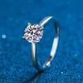 Certified Moissanite Engagement Rings For Women 1CT 2CT Round Brilliant Lab Diamonds Wedding Band
