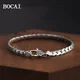 BOCAI New S925 Sterling Silver Trendy Simple Elegant Hand Woven Diamond Pestle Button 5mm Cuban