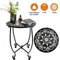 Outdoor Side Tables Weather Resistant Metal Patio Side Table 14 Inch Round Outdoor End Table Side Table for Patio Yard Porch Balcony Garden Bedside Plant Stand for Indoor Outdoor -1Pack