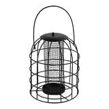 FRCOLOR 1PC Iron Cage Bird Feeder Black Hanging Birds Feeder with Mesh Grid Tube Pet Bird Food Feeder for Home Pet Store (Black)