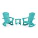 POLYWOOD Nautical Curveback 3-Piece Adirondack Rocking Chair Set in Aruba