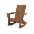 POLYWOOD Modern Curveback Adirondack Rocking Chair in Teak