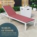 32.44 x 21.65 x 21.65 in. Marlin Modern White Aluminum Outdoor Patio Chaise Lounge Chair with Square Fire Pit Side Table Perfect Burgundy