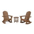 POLYWOOD Vineyard Curveback 3-Piece Adirondack Rocking Chair Set in Teak