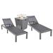 32.44 x 21.65 x 21.65 in. Marlin Modern Aluminum Outdoor Patio Chaise Lounge Chair with Square Fire Pit Side Table Perfect Black - Set of 2