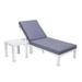 Chelsea Modern Outdoor Weathered Gray Chaise Lounge Chair with Side Table & Cushions Blue