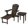Oceanic Folding Wood Adirondack Chair Set with Built-In Ottoman Dark Brown