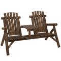 Wood Patio Chair Bench With Center Coffee Table Garden Chairs Courtyard Chairs