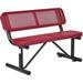 4 ft. Outdoor Steel Bench with Backrest & Perforated Metal - Red