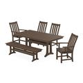 POLYWOOD Vineyard 6-Piece Farmhouse Dining Set With Trestle Legs in Mahogany