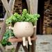 Hanging Planter Swing Face Plant Pot - Resin Head Planters for Indoor Outdoor Plant Holder Succulent/String of Pearls Flower Pots Unique Sitting Sway Pots Best Gifts for for Mom Sisters Christmas