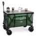 Whitsunday Collapsible Wagon Cart Folding Collapsible Utility Camping Beach Wagon Cart with Large Capacity Heavy Duty Foldable Wagon with Tabletop and Big Wheels for Sand Garden Camping (Green)