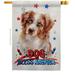 Patriotic Red Australian Shepherd Animals Dog 28 x 40 in. Double-Sided Decorative Vertical House Flag for Decoration Banner Garden Yard Gift
