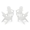 POLYWOOD 4-Piece Vineyard Curveback Adirondack Chair Conversation Set in White