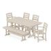 POLYWOOD La Casa Cafe 6-Piece Farmhouse Dining Set with Bench in Sand