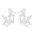 POLYWOOD 4-Piece Modern Adirondack Chair Conversation Set in White