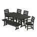 POLYWOOD Lakeside 6-Piece Farmhouse Dining Set with Bench in Black