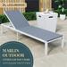 32.44 x 21.65 x 21.65 in. Marlin Modern White Aluminum Outdoor Patio Chaise Lounge Chair with Square Fire Pit Side Table Perfect Dark Grey