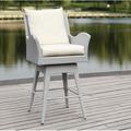 PAT2515C Collection Grey And Beige Outdoor Wicker Swivel Armed Counter Stool