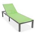 Marlin Patio Chaise Lounge Chair with Gray Aluminum Frame Green