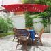 10 ft. x 6.5 ft. Rectangle Solar LED Outdoor Patio Market Table Umbrella with Push Button Tilt and Crank in Red