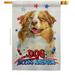 Patriotic Yellow Australian Shepherd Animals Dog 28 x 40 in. Double-Sided Decorative Vertical House Flag for Decoration Banner Garden Yard Gift