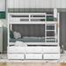 Twin over Twin Wooden Bunk Bed with Trundle and Drawers