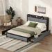 Upholstered Bed Frame Queen Size Platform Bed Frame with LED Headboard, Storage Drawers and USB Ports for Bedroom, Light Gray