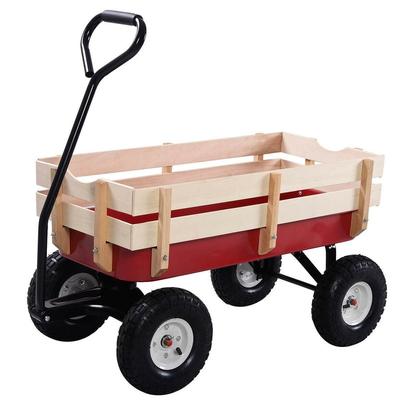 Outdoor Wagon All Terrain Pulling Wood Railing Air Tires Children